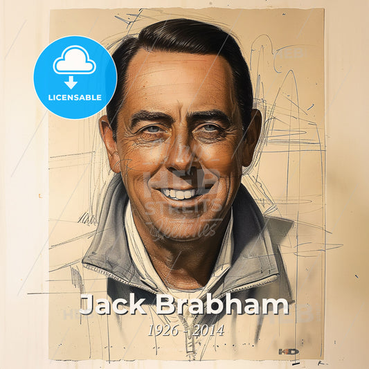 Jack Brabham, 1926 - 2014, Australian racing driver - A Man Smiling At The Camera Print Template