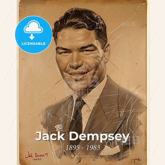Jack Dempsey, 1895 - 1983, American boxer - A Portrait Of A Man Print Template