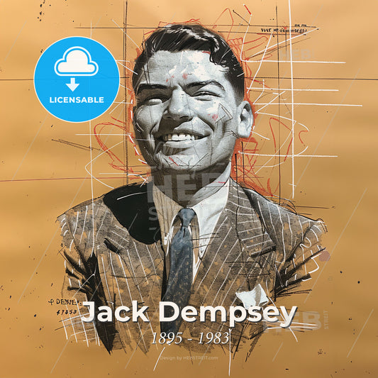 Jack Dempsey, 1895 - 1983, American boxer - A Man In A Suit And Tie Print Template