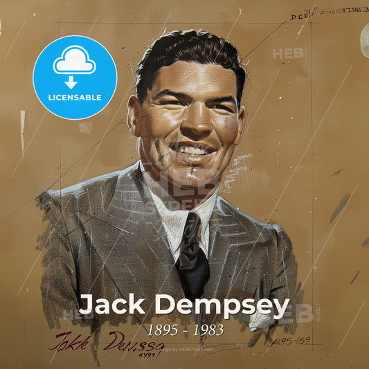 Jack Dempsey, 1895 - 1983, American boxer - A Painting Of A Man Print Template