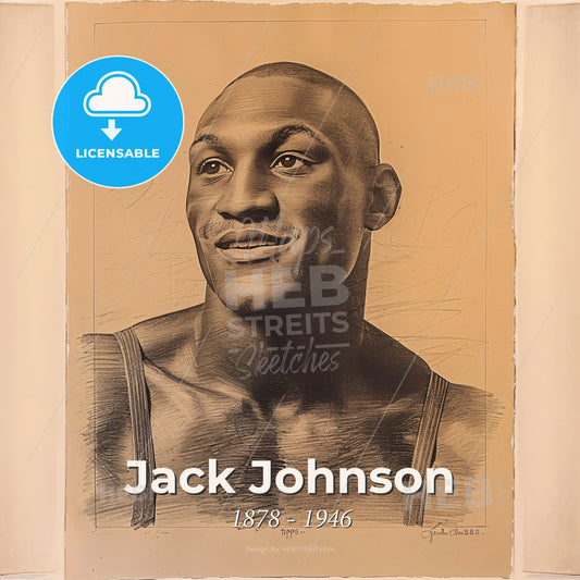 Jack Johnson, 1878 - 1946, American boxer - A Man Smiling With No Shirt Print Template