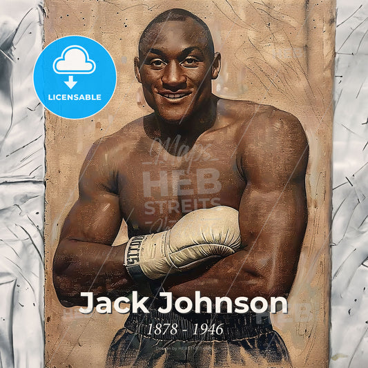 Jack Johnson, 1878 - 1946, American boxer - A Painting Of A Man With Boxing Gloves Print Template