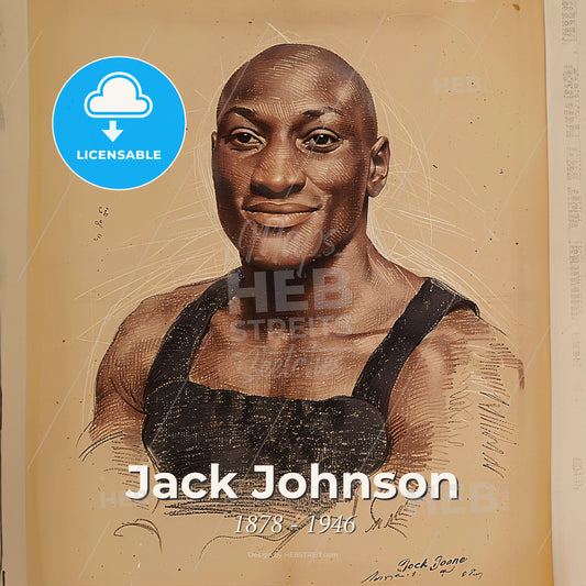 Jack Johnson, 1878 - 1946, American boxer - A Portrait Of A Man Print Template