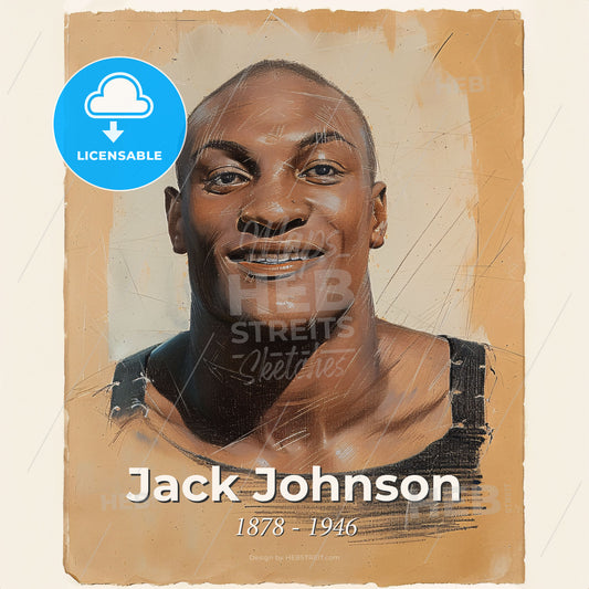 Jack Johnson, 1878 - 1946, American boxer - A Man Smiling At The Camera Print Template