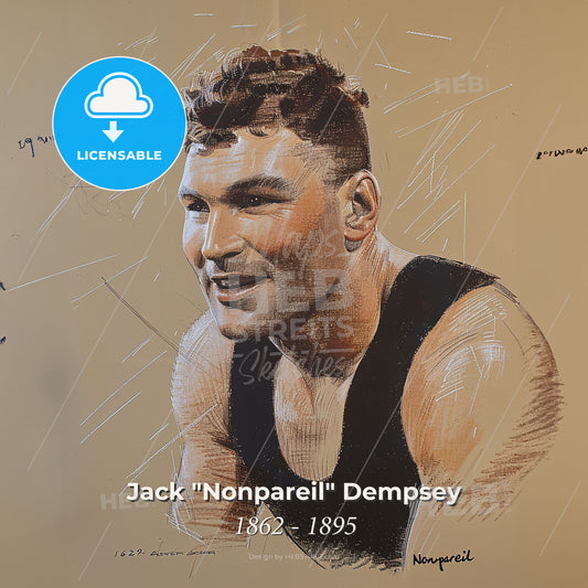 Jack "Nonpareil" Dempsey, 1862 - 1895, Irish-American middleweight boxer - A Man In A Tank Top Print Template