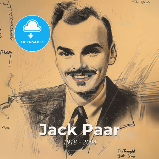 Jack Paar, 1918 - 2004, American TV show host - A Man With A Mustache Smiling Print Template