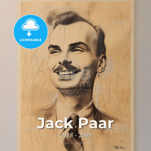 Jack Paar, 1918 - 2004, American TV show host - A Drawing Of A Man Print Template