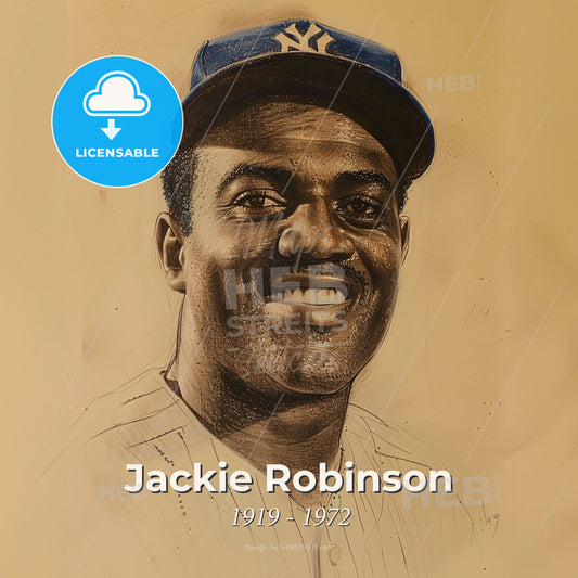 Jackie Robinson, 1919 - 1972, American baseball player - A Man Wearing A Baseball Cap Print Template