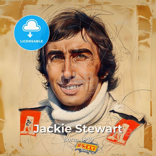 Jackie Stewart, Born: 1939, British racing driver - A Man In A White Shirt Print Template