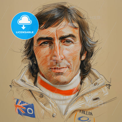 Jackie Stewart, Born: 1939, British racing driver - A Drawing Of A Man