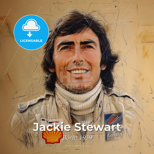 Jackie Stewart, Born: 1939, British racing driver - A Man In A White Jacket Print Template