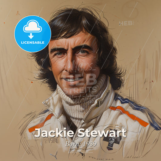 Jackie Stewart, Born: 1939, British racing driver - A Man In A White Jacket Print Template