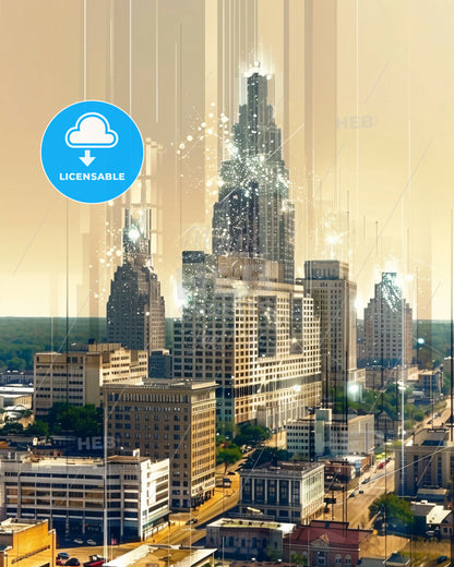 Jackson Mississippi Skyline Lights and Wonders - A city with many tall buildings