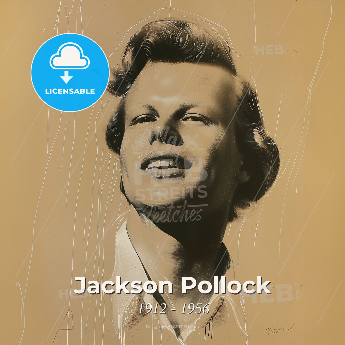 Jackson Pollock, 1912 - 1956, American painter - A Drawing Of A Man Print Template