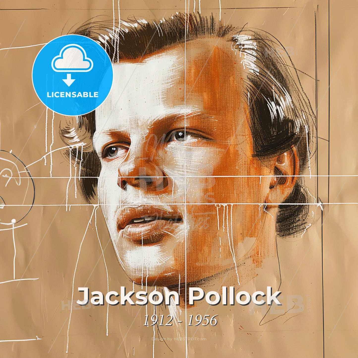 Jackson Pollock, 1912 - 1956, American painter - A Drawing Of A Man's Face Print Template