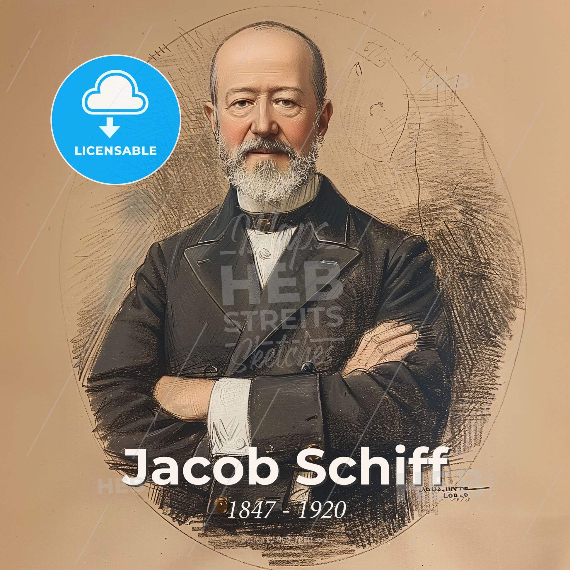 Jacob Schiff, 1847 - 1920, German-American banker - A Portrait Of A Man With His Arms Crossed Print Template