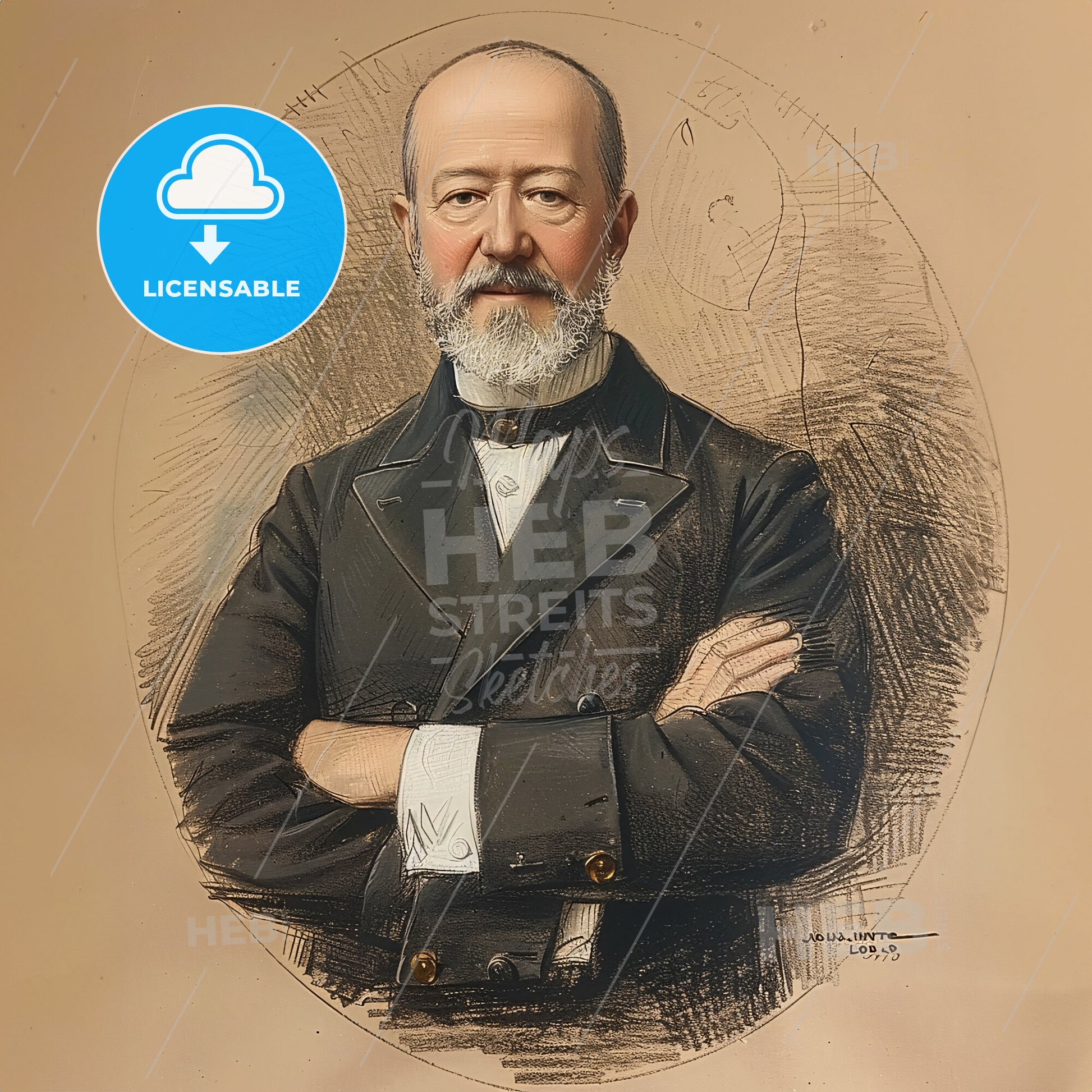 Jacob Schiff, 1847 - 1920, German-American banker - A Portrait Of A Man With His Arms Crossed