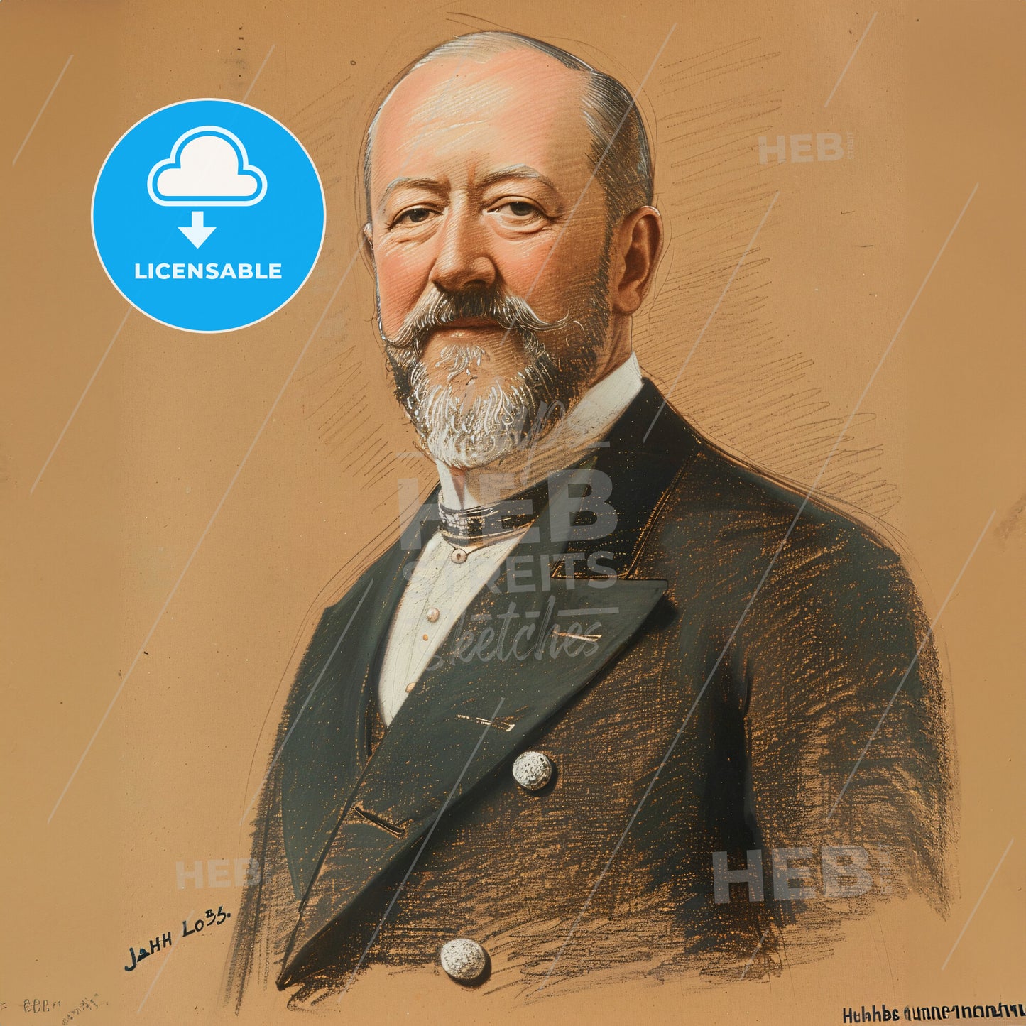 Jacob Schiff, 1847 - 1920, German-American banker - A Man With A Beard And Mustache Wearing A Suit