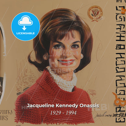 Jacqueline Kennedy Onassis, 1929 - 1994, American First Lady and socialite - A Woman In A Red Sweater Print Template