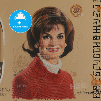 Jacqueline Kennedy Onassis, 1929 - 1994, American First Lady and socialite - A Woman In A Red Sweater