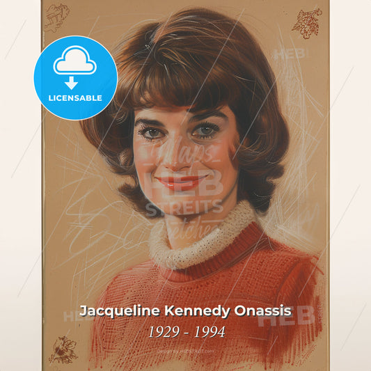 Jacqueline Kennedy Onassis, 1929 - 1994, American First Lady and socialite - A Painting Of A Woman Print Template