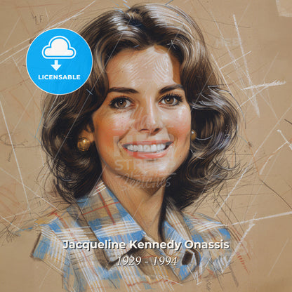 Jacqueline Kennedy Onassis, 1929 - 1994, American First Lady and socialite - A Woman With Short Brown Hair Wearing A Plaid Shirt Print Template