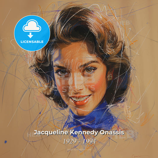 Jacqueline Kennedy Onassis, 1929 - 1994, American First Lady and socialite - A Painting Of A Woman Print Template