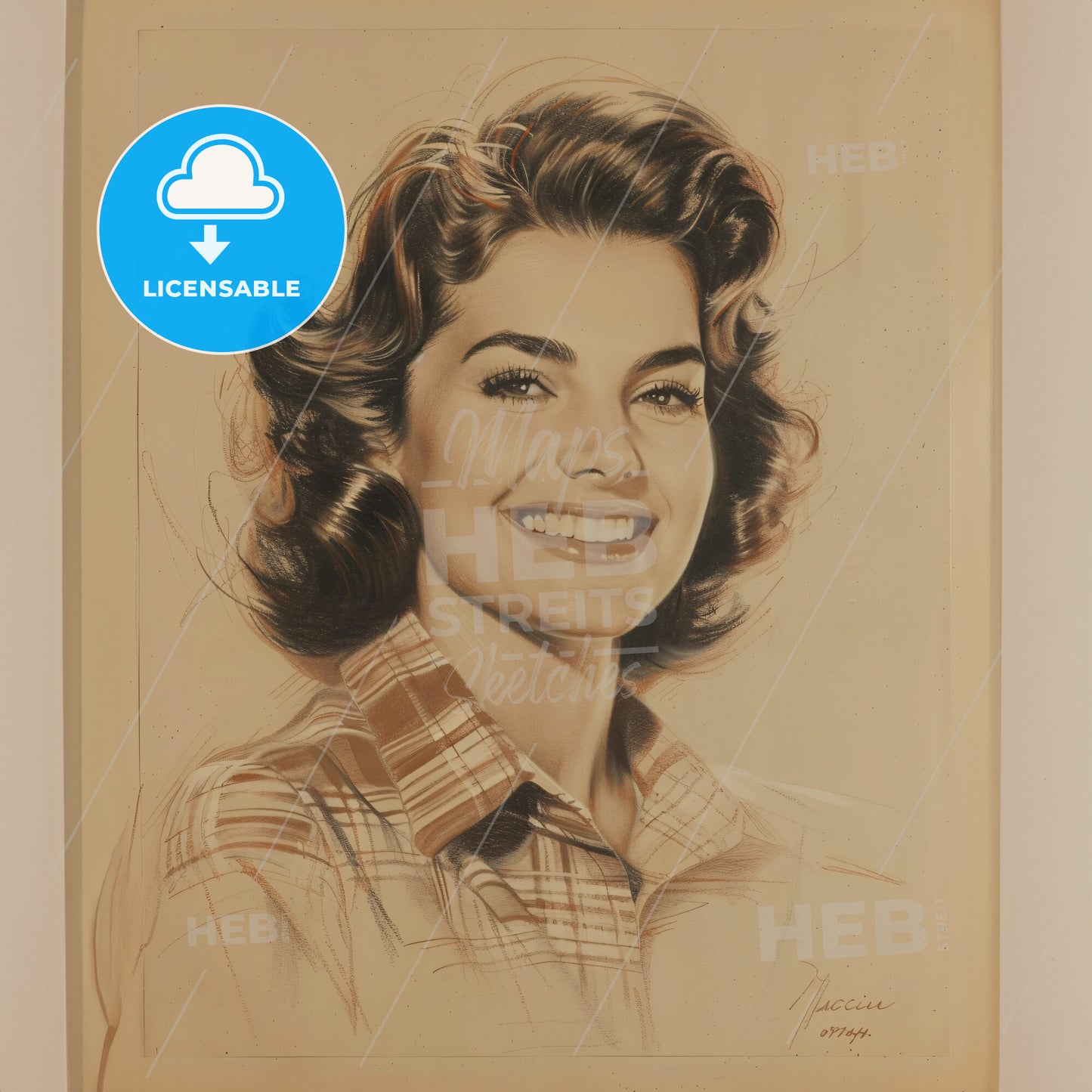 Jacqueline Kennedy Onassis, 1929 - 1994, American First Lady and socialite - A Drawing Of A Woman Smiling