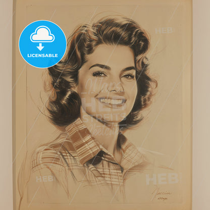 Jacqueline Kennedy Onassis, 1929 - 1994, American First Lady and socialite - A Drawing Of A Woman Smiling