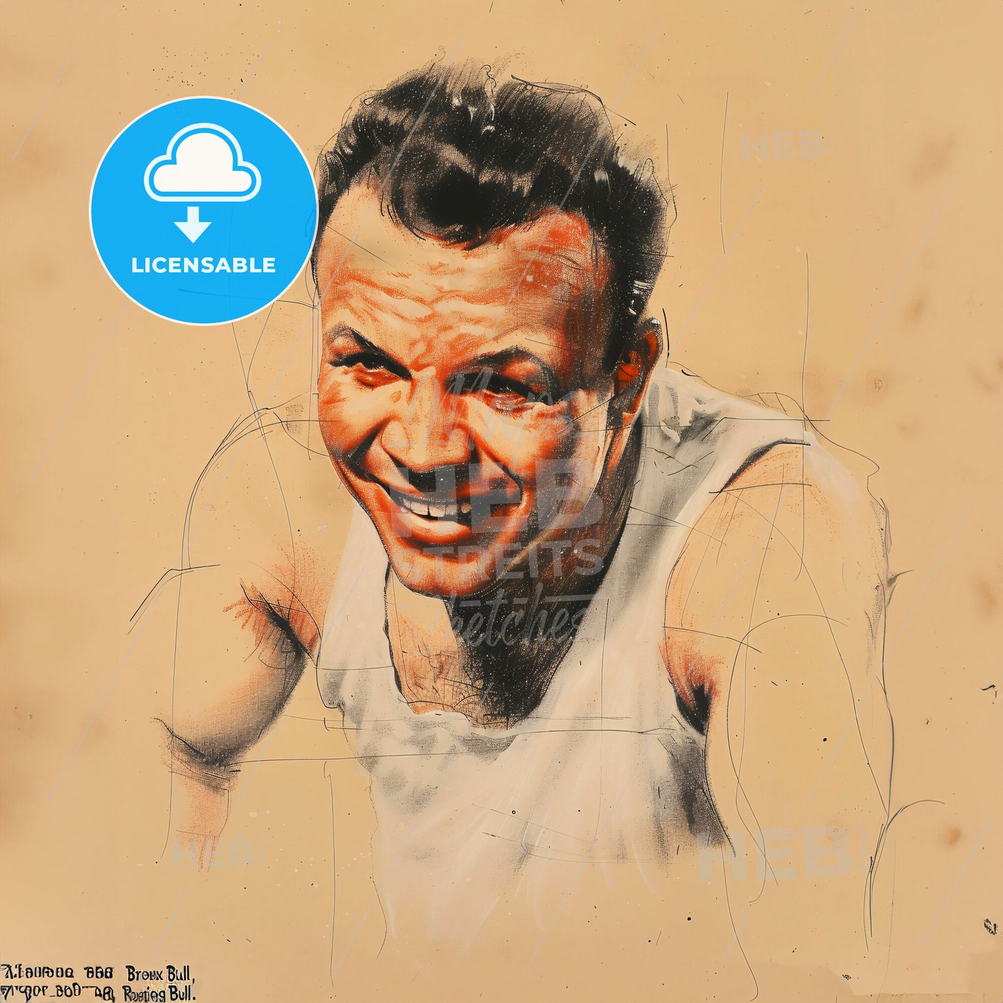 Jake LaMotta, 1922 - 2017, American middleweight boxer - A Drawing Of A Man Smiling