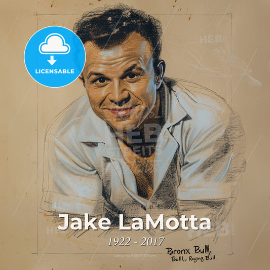 Jake LaMotta, 1922 - 2017, American middleweight boxer - A Drawing Of A Man Print Template