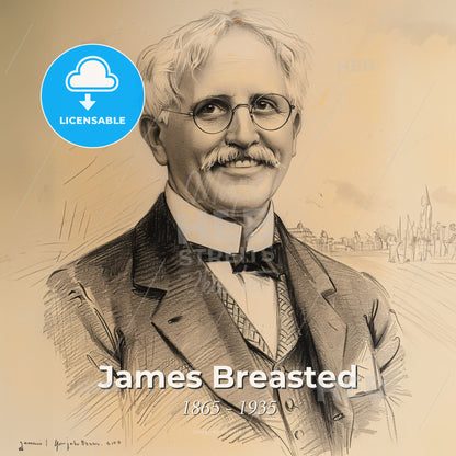 James Breasted, 1865 - 1935, American archaeologist and historian - A Man With A Mustache Wearing Glasses And A Suit Print Template