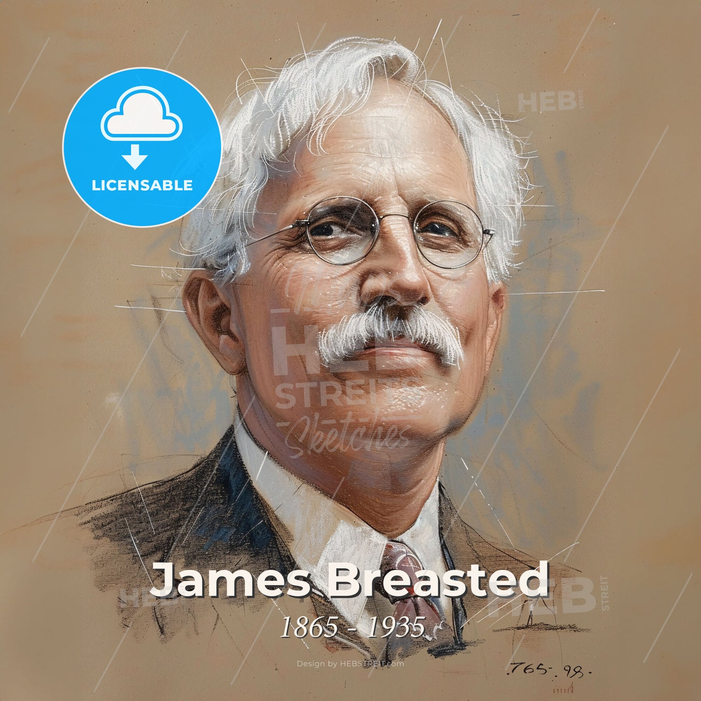 James Breasted, 1865 - 1935, American archaeologist and historian - A Man With White Hair Wearing Glasses And A Suit Print Template