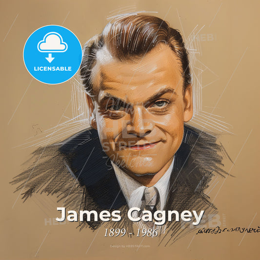 James Cagney, 1899 - 1986, American actor - A Drawing Of A Man Print Template