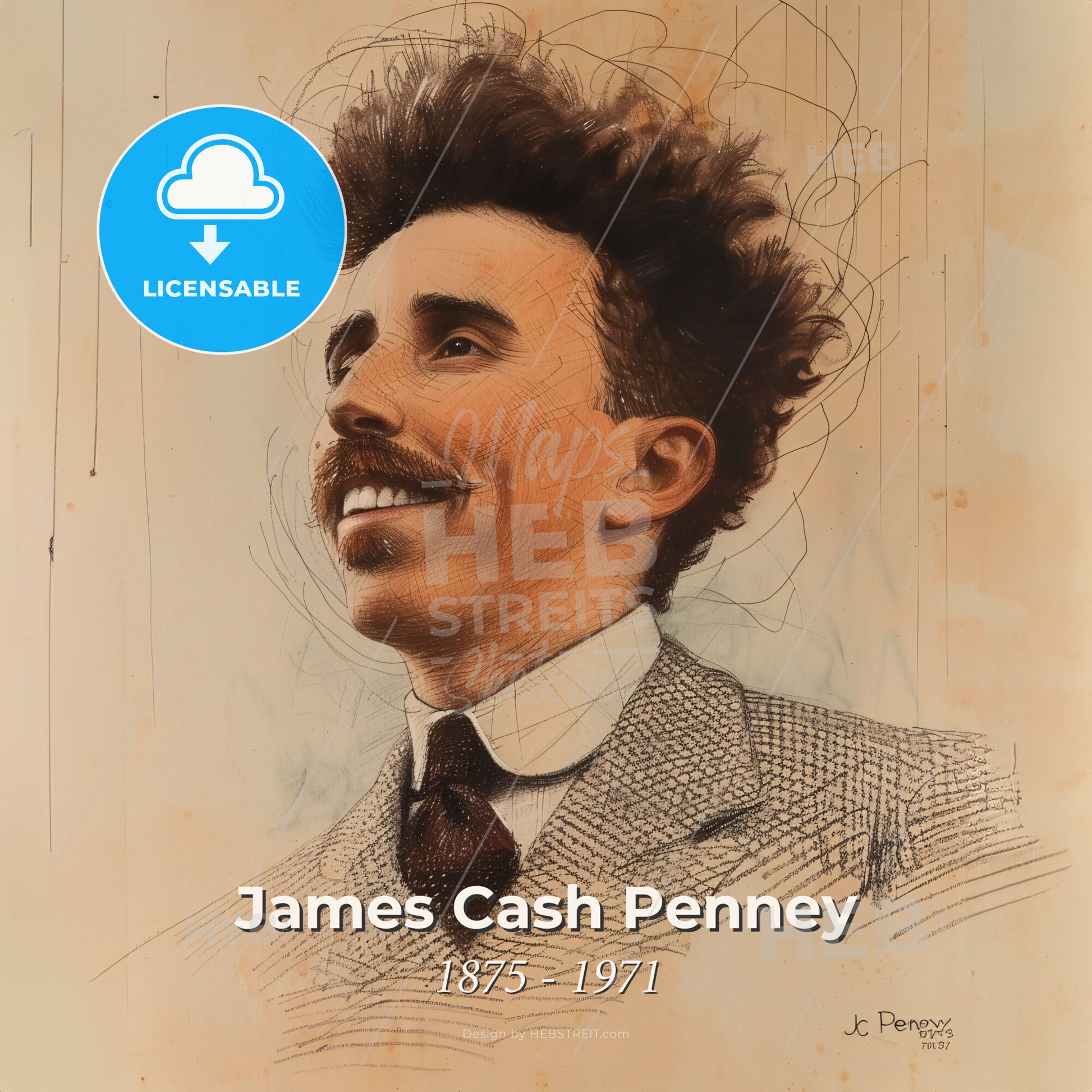 James Cash Penney, 1875 - 1971, American businessman - A Man With A Mustache And A Mustache Print Template