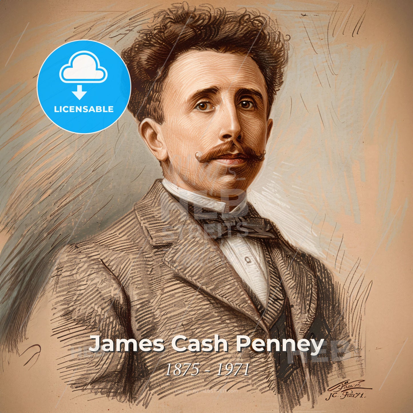 James Cash Penney, 1875 - 1971, American businessman - A Man With A Mustache And A Suit Print Template