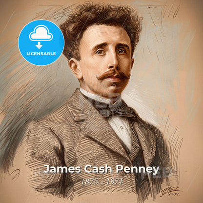James Cash Penney, 1875 - 1971, American businessman - A Man With A Mustache And A Suit Print Template