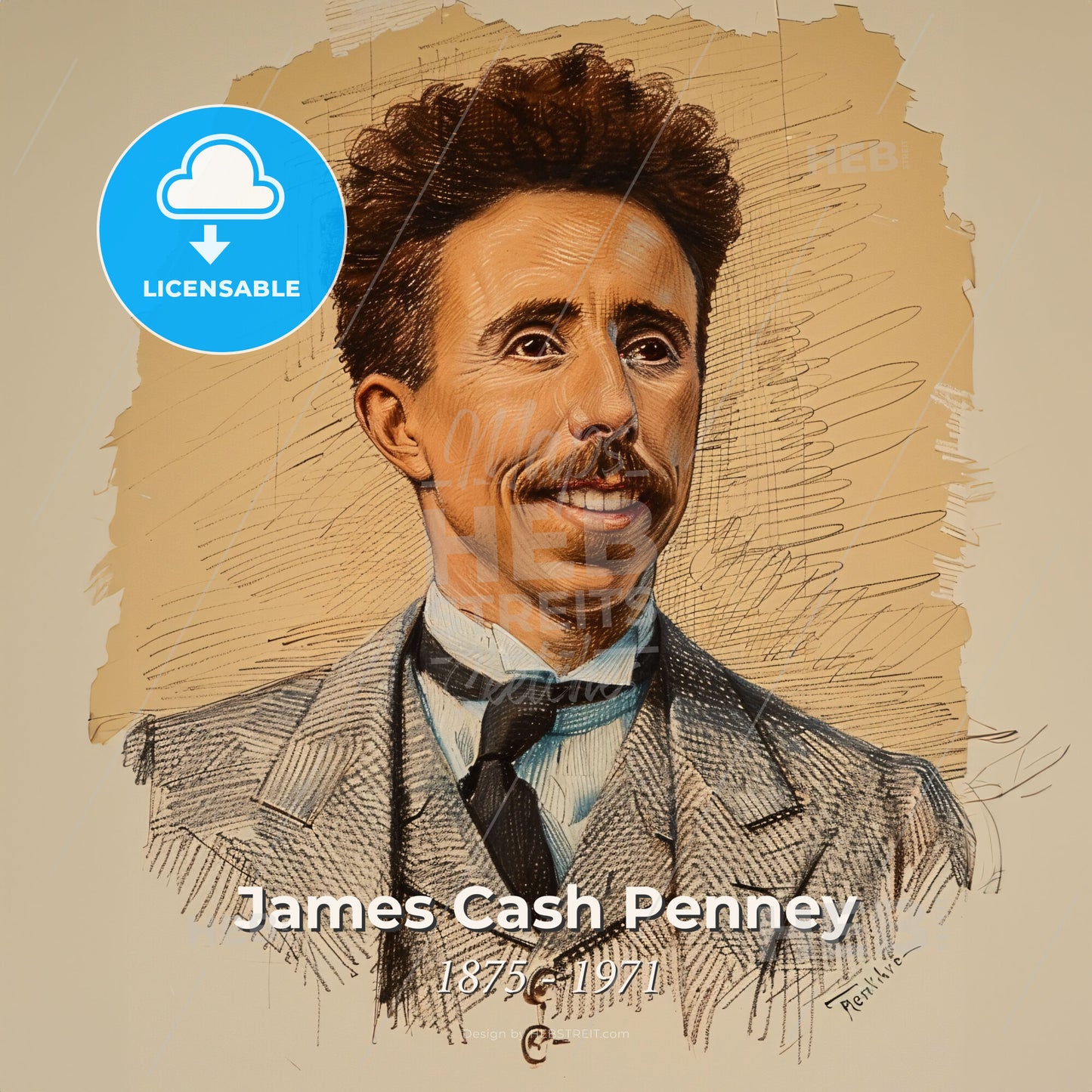 James Cash Penney, 1875 - 1971, American businessman - A Man With A Mustache And A Suit Print Template