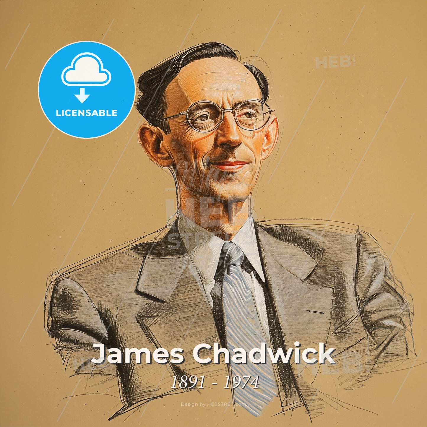 James Chadwick, 1891 - 1974, British physicist - A Man In A Suit And Tie Print Template