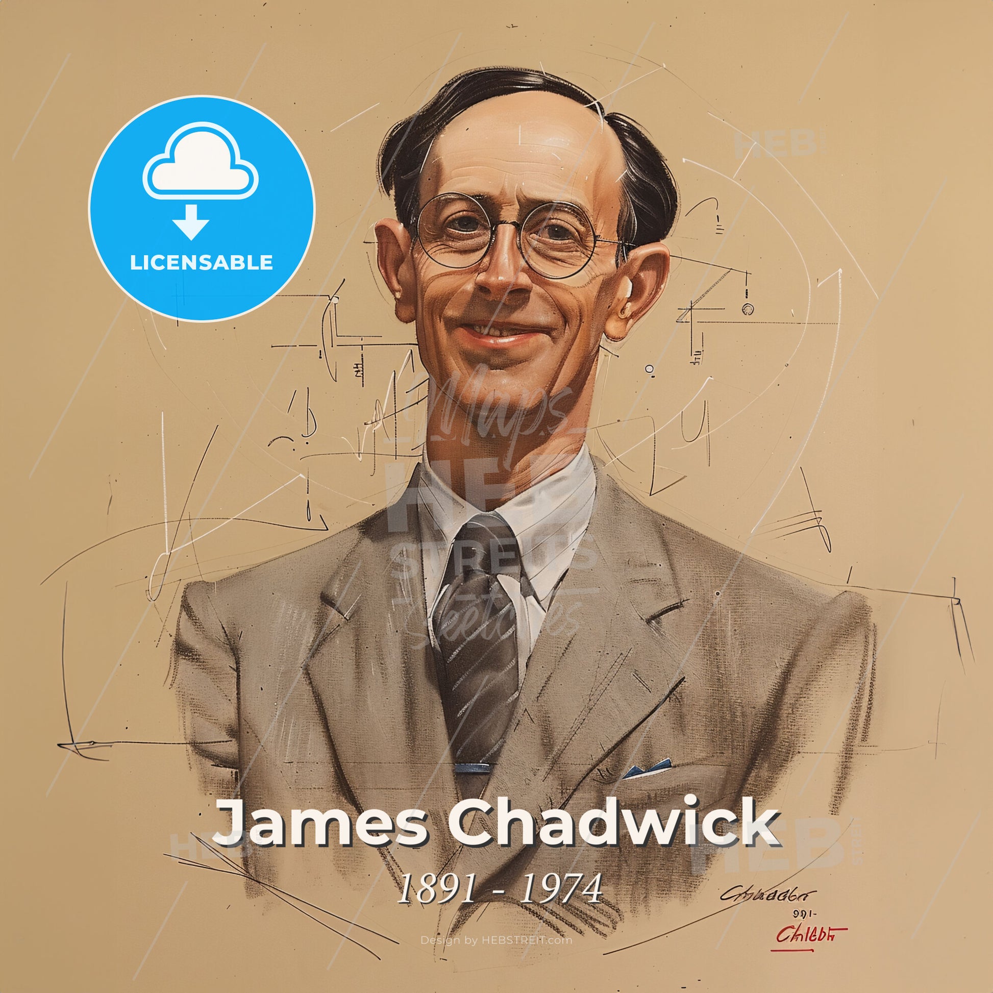 James Chadwick, 1891 - 1974, British physicist - A Man In A Suit And Tie Print Template