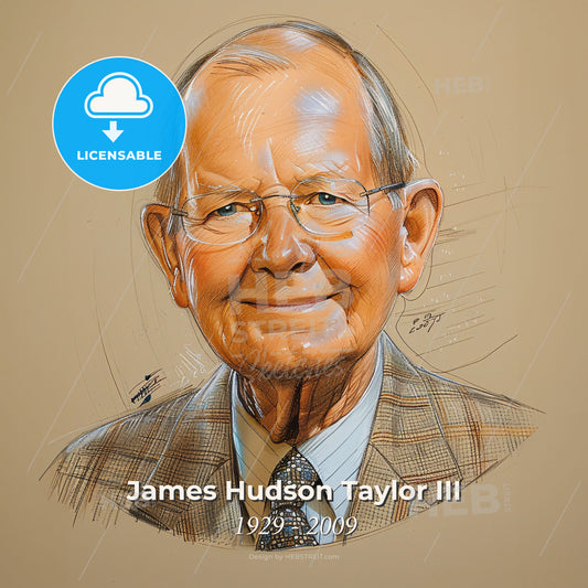 James Hudson Taylor III, 1929 - 2009, British-American missionary - A Drawing Of A Man Print Template