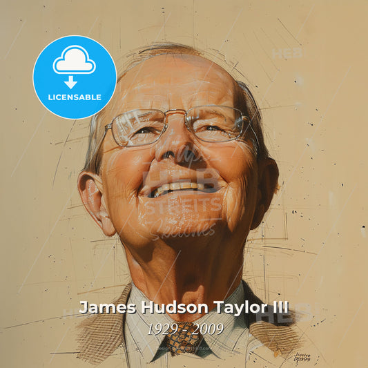James Hudson Taylor III, 1929 - 2009, British-American missionary - A Man Smiling With Glasses Print Template
