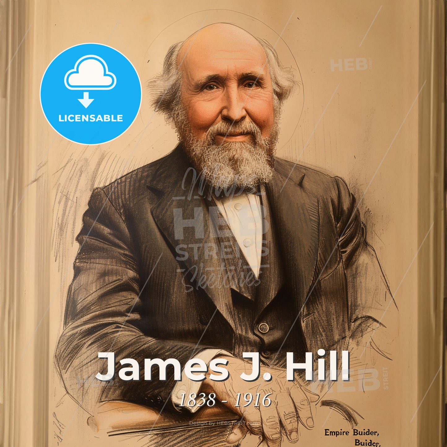 James J. Hill, 1838 - 1916, Canadian-American railway executive - A Portrait Of A Man Print Template