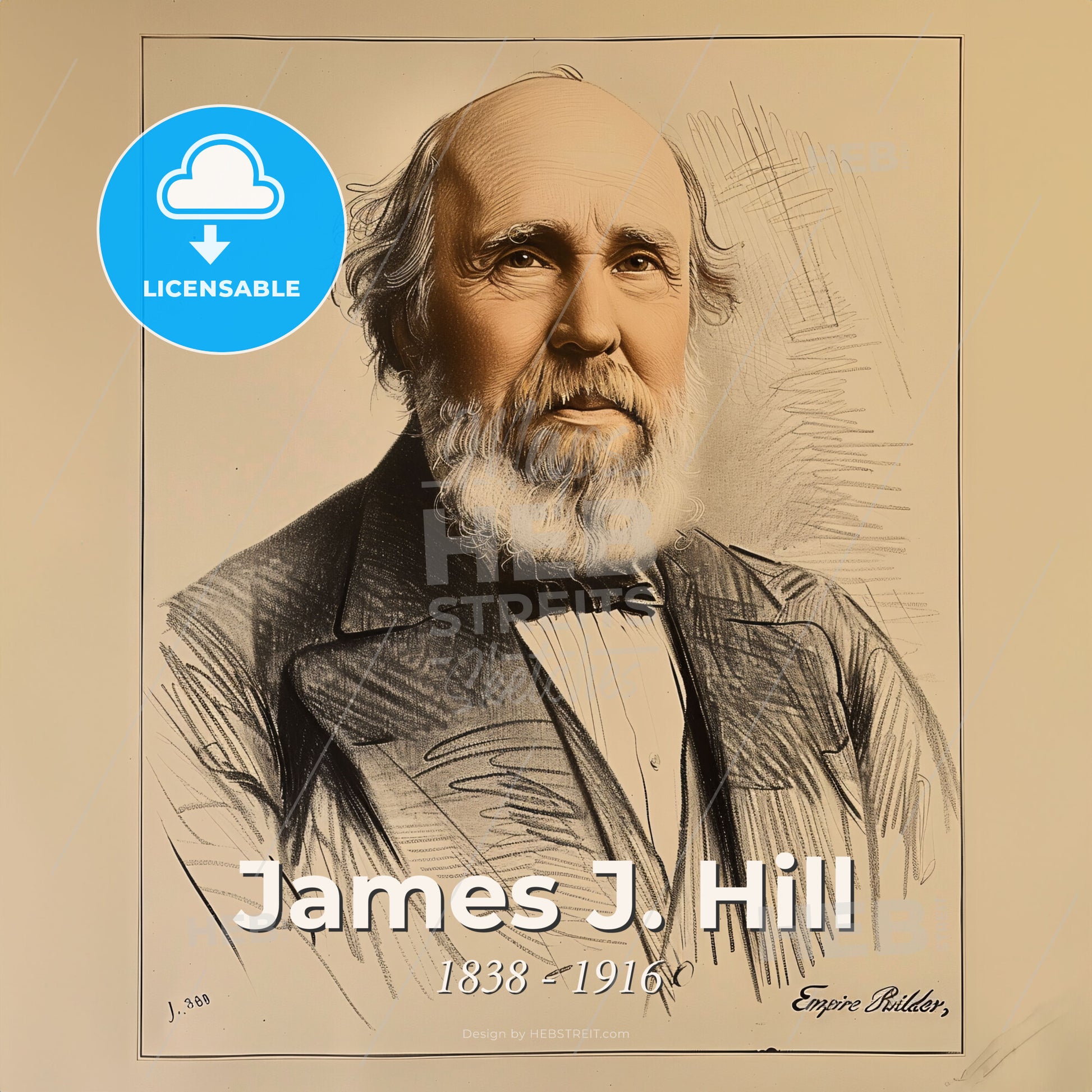 James J. Hill, 1838 - 1916, Canadian-American railway executive - A Portrait Of A Man Print Template
