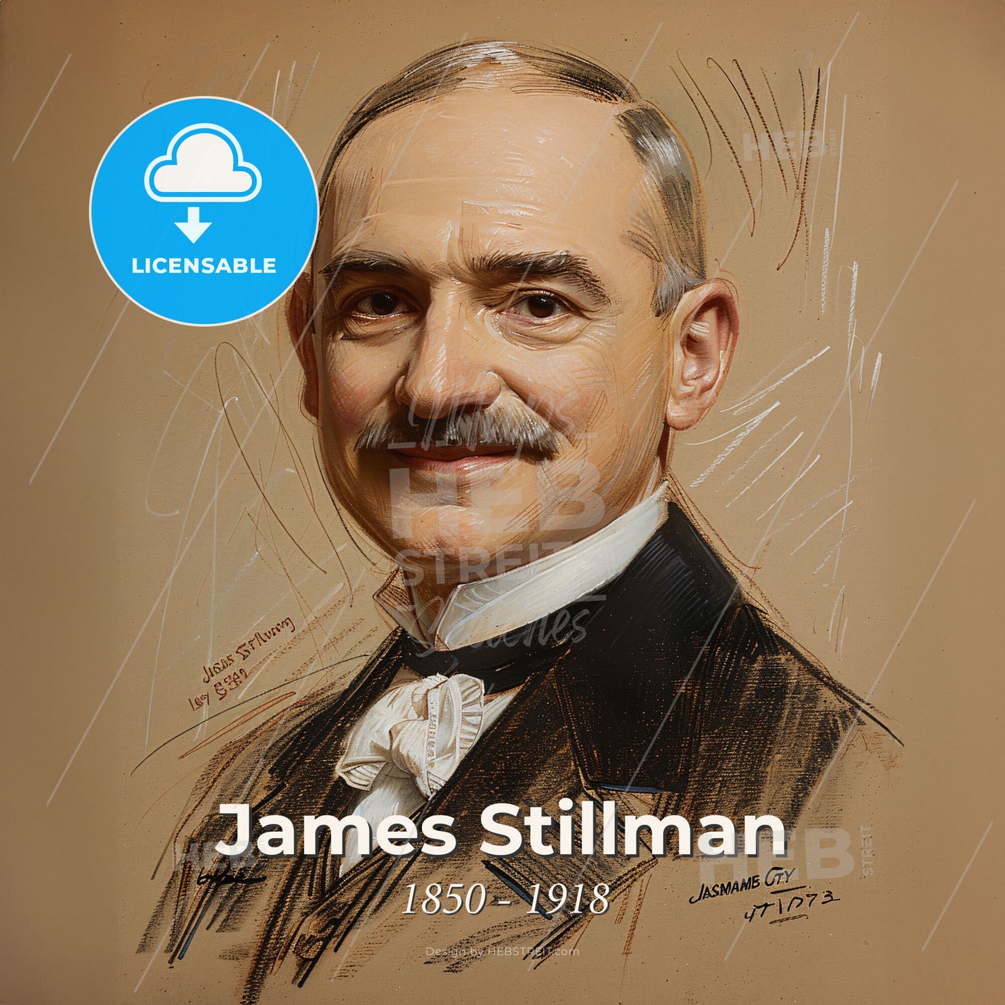 James Stillman, 1850 - 1918, American banker - A Man With A Mustache Print Template