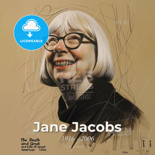 Jane Jacobs, 1916 - 2006, American-Canadian journalist and urbanist - A Woman With Glasses Smiling Print Template