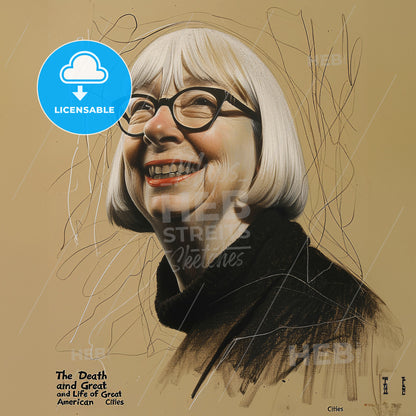 Jane Jacobs, 1916 - 2006, American-Canadian journalist and urbanist - A Woman With Glasses Smiling
