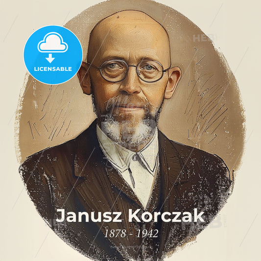 Janusz Korczak, 1878 - 1942, Polish educator and pediatrician - A Man Wearing Glasses And A Suit Print Template