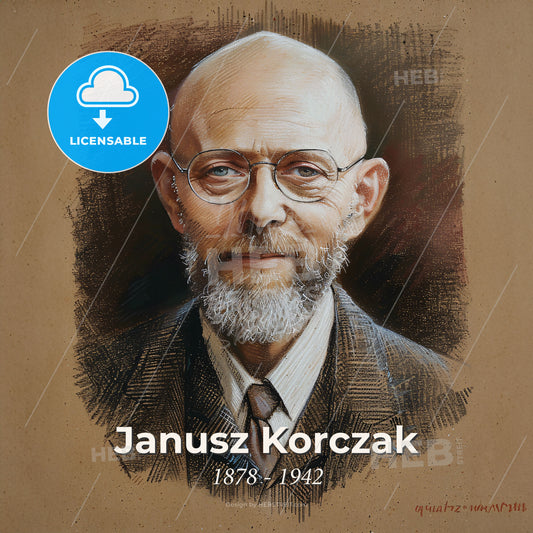 Janusz Korczak, 1878 - 1942, Polish educator and pediatrician - A Man With Glasses And A Beard Print Template