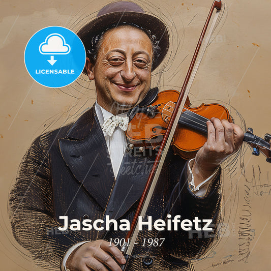 Jascha Heifetz, 1901 - 1987, Russian-American violinist - A Man Playing A Violin Print Template